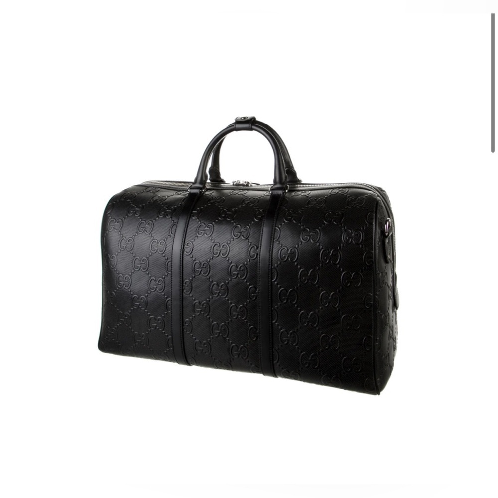 GUCCI Weekender GG Embossed Duffle Bag Large Travel Tote 100% Auth Luggage Purse - Picture 6 of 12